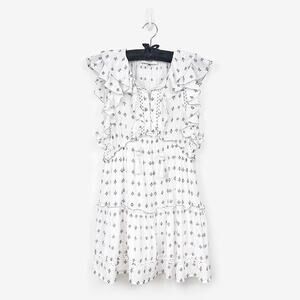 Sea New York Colette Mini Dress Size 4 White Cotton Ruffle Boho Cottage Girlcore